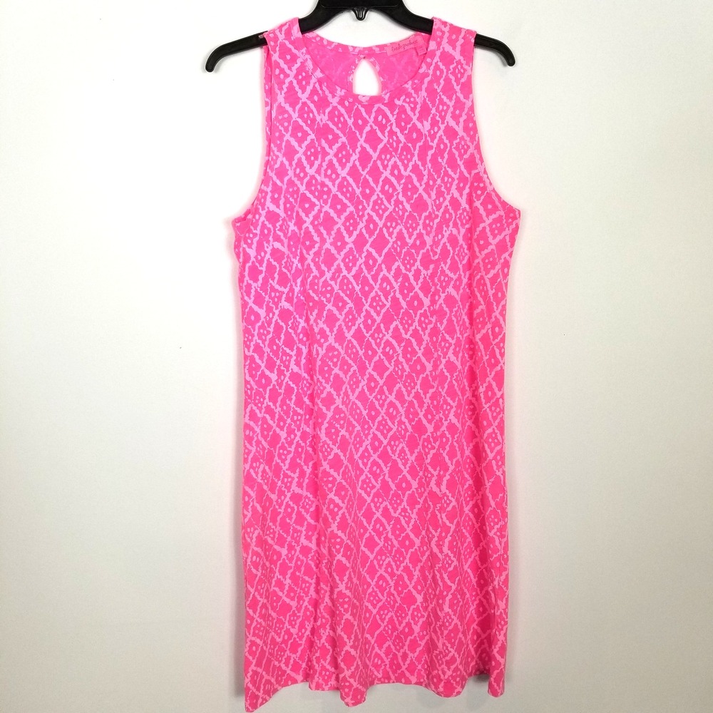 Freshβ Produce Women Tank Sleeveless Geometric Tunic Dress S/M Pink Cotton USA